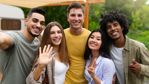 Group of friends smiling together, fort collins colorado