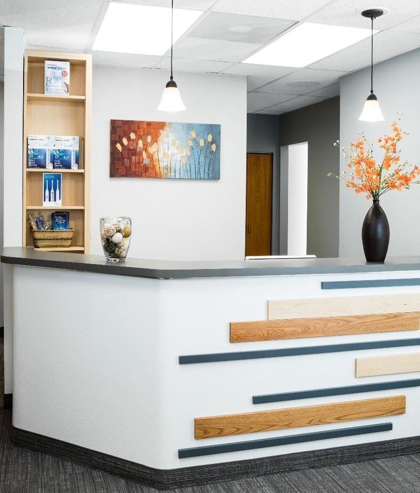 receptionist desk at ryan rush dds family dental practice in fort collins